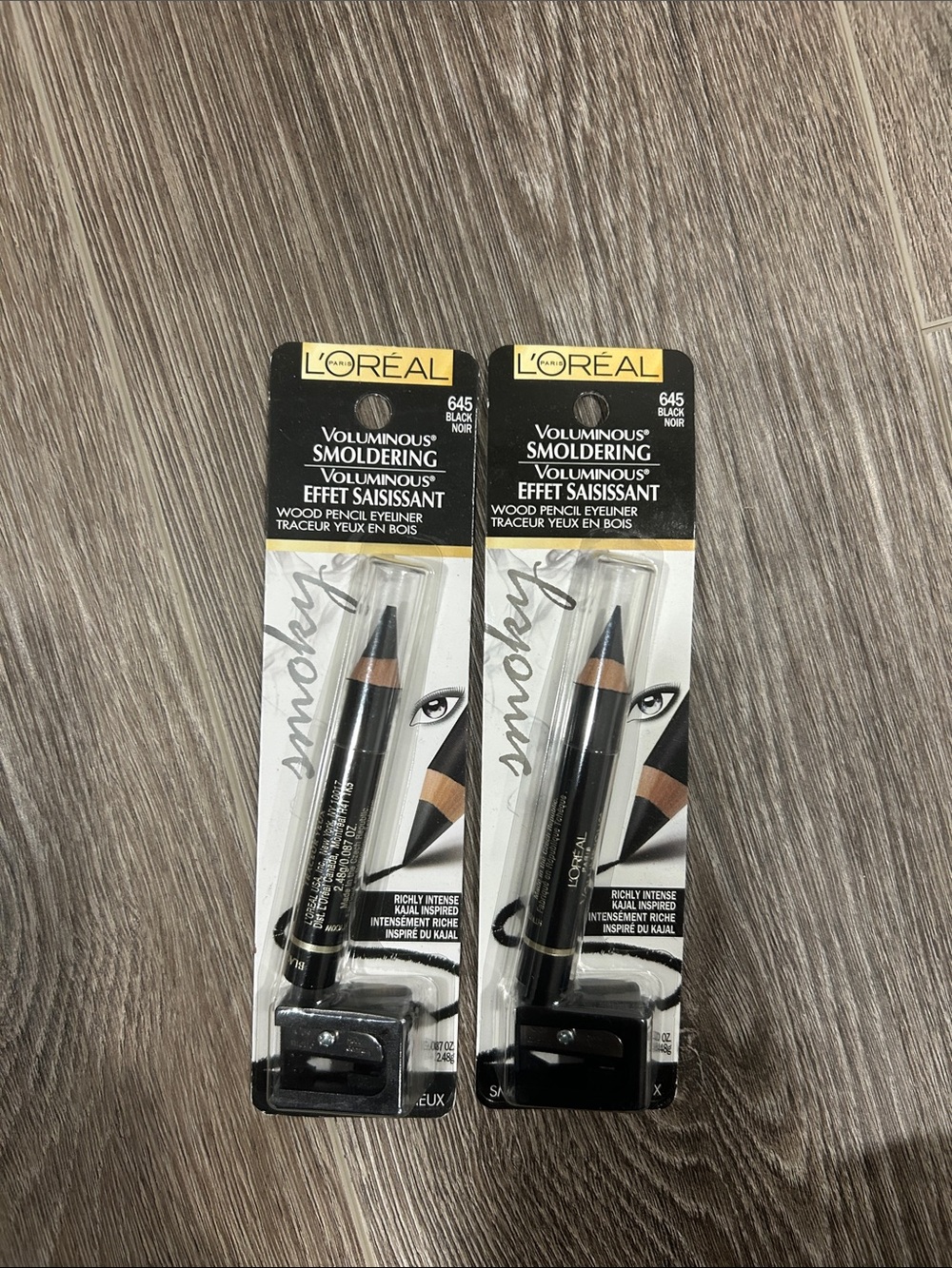 2X L'Oreal Voluminous Smoldering Wood Pencil Eyeliner #645 Black 🌸 FIRM PRICE 🌸